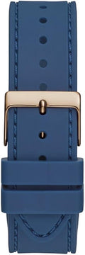 Guess Multifunction Crystals Rose Gold Dial Blue Rubber Strap Watch For Women - GW0439L4