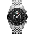 Emporio Armani Team Italia Chronograph Black Dial Silver Steel Strap Watch For Men - AR5983
