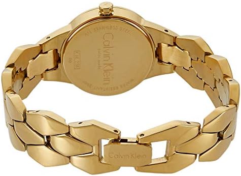 Calvin Klein Snake Silver Dial Yellow Gold Steel Strap Watch For Women - K6E23546