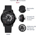 Tommy Hilfiger Denim Quartz Black Dial Black Leather Strap Watch for Men - 1791479