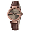 Gucci G Interlocking Brown Dial Brown Leather Strap Watch For Women - YA133504