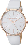 Michael Kors Pyper Quartz White Dial White Leather Strap Watch For Women - MK2800