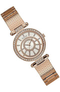 Guess Muse Quartz Silver Dial Rose Gold Steel Strap Watch For Women - W1008L3