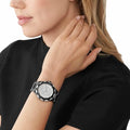 Michael Kors Raquel Three Hand Silver Dial Black Steel Strap Watch For Women - MK4692