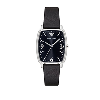 Emporio Armani Epsilon Quartz Black Dial Black Leather Strap Watch For Men - AR2490