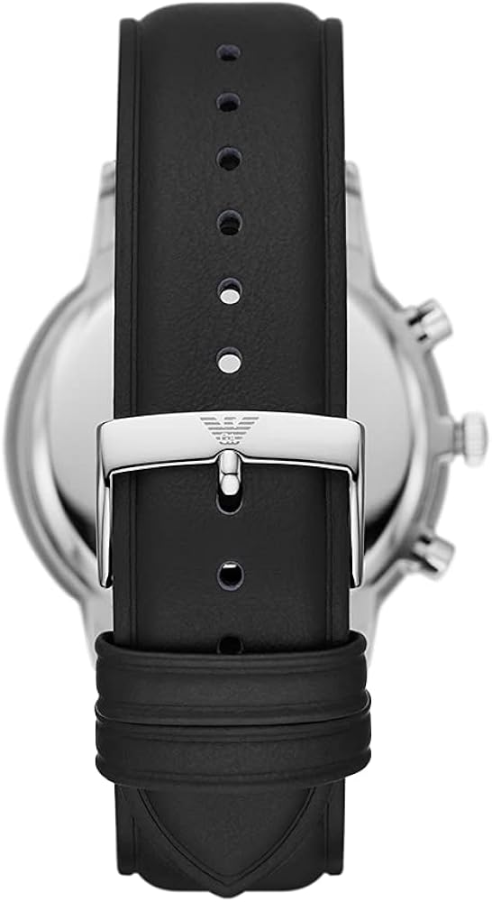 Emporio Armani Giovanni Chronograph Black Dial Black Leather Strap Watch For Men - AR11431