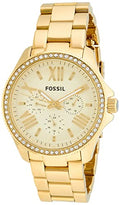 Fossil Cecile Chronograph Gold Dial Gold Steel Strap Watch for Women - AM4482