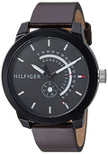 Tommy Hilfiger Denim Black Dial Brown Leather Strap Watch for Men - 1791478