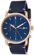 Fossil The Commuter Blue Dial Blue Leather Strap Watch for Men - FS5404