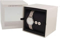 Emporio Armani Gianni T Bar Quartz Silver Dial Beige Leather Strap Watch For Women - AR80007