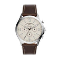 Fossil Forrester Chronograph White Dial Brown Leather Strap Watch for Men - FS5696