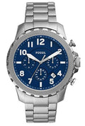 Fossil Bowman Chronograph Blue Dial Silver Steel Strap Watch for Men - FS5604