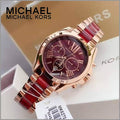 Michael Kors Bradshaw Burgundy Dial Two Tone Steel Strap Watch for Women - MK6270