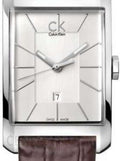 Calvin Klein Window Silver Dial Brown Leather Strap Watch for Men - K2M21126