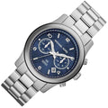 Michael Kors Hunger Stop 100 Series Navy Blue Dial Silver Steel Strap Watch for Women - MK5814