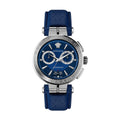Versace Aion Chronograph Blue Dial Blue Leather Strap Watch for Men - VE1D01220