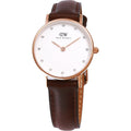 Daniel Wellington Classy Bristol White Dial Brown Leather Strap Watch For Women - DW00100062