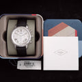 Fossil Buchanan Chronograph Silver Dial Black Leather Strap Watch for Men - FS5102