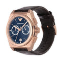 Emporio Armani Claudio Chronograph Blue Dial Brown Leather Strap Watch For Men - AR11554