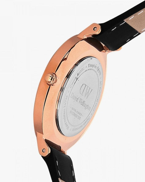 Daniel Wellington Petite Sheffield Black Dial Black Leather Strap Watch For Women - DW00100168