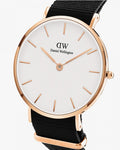 Daniel Wellington Classic Petite Cornwall White Dial Black NATO Strap Watch For Women - DW00100251