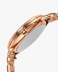 Fossil Jacqueline Analog Moonphase Mother of Pearl White Dial Rose Gold Steel Strap Watch for Women - ES5165