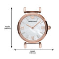 Emporio Armani Gianni T-Bar Mother of Pearl Dial Rose Gold Steel Strap Watch For Women - AR11316