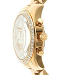 Michael Kors Lexington Mother of Pearl White Dial Gold Steel Strap Watch For Women - MK7241