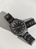 Guess Sparkler Diamonds Black Dial Black Steel Strap Watch for Women - GW0111L4