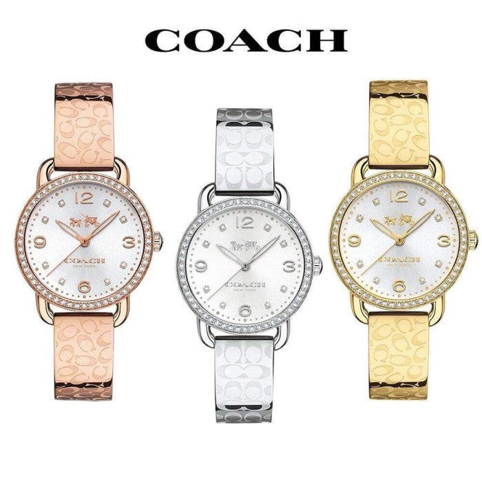 Coach Delancey Silver Dial Rose Gold Steel Strap Watch for Women - 14502355