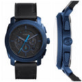 Fossil Machine Chronograph Black Dial Black Leather Strap Watch for Men - FS5361