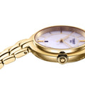 Tissot Flamingo Mother of Pearl White Dial Gold Steel Strap Watch For Women - T094.210.33.111.00