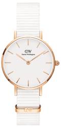 Daniel Wellington Classic Petite Dover White Dial White Nylon Strap Watch For Women - DW00100313