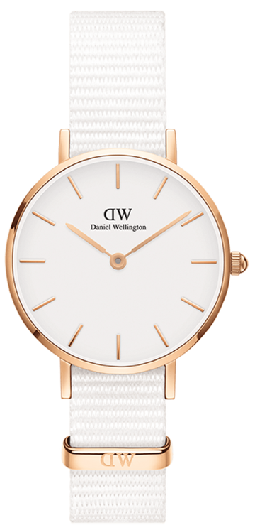 Daniel Wellington Classic Petite Dover White Dial White Nylon Strap Watch For Women - DW00100313