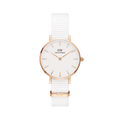 Daniel Wellington Classic Petite Dover White Dial White Nylon Strap Watch For Women - DW00100313