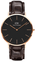 Daniel Wellington Classic York Black Dial Brown Leather Strap Watch For Men - DW00100128
