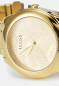 Guess Cubed Analog Gold Dial Gold Steel Strap Watch For Women - GW0606L2