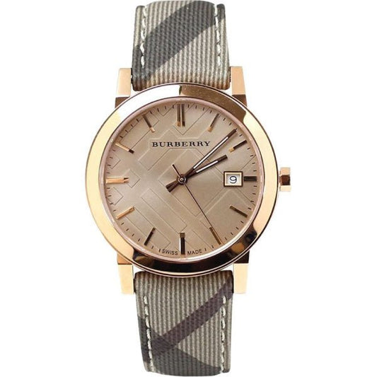 Burberry The City Rose Gold Dial Brown Leather Strap Watch for Women - BU9040