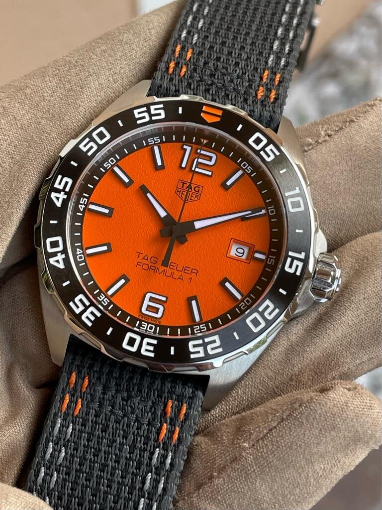 Tag Heuer Formula 1 Quartz Orange Dial Black Nylon Strap Watch for Men - WAZ101A.FC8305