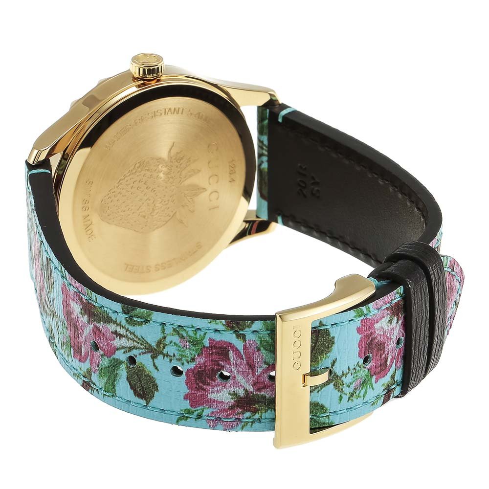 Gucci G Timeless Floral Turquoise Dial Turquoise Leather Strap Watch For Women - YA1264085