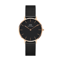 Daniel Wellington Classic Petite Cornwall Black Dial Black NATO Strap Watch For Women - DW00100215