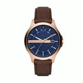 Armani Exchange Hampton Chronograph Blue Dial Brown Leather Strap Watch For Men - AX2172