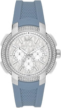 Michael Kors Sidney Multifunction Crystals Silver Dial Blue Rubber Strap Watch for Women - MK7220