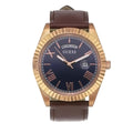 Guess Connoisseur Blue Dial Brown Leather Strap Watch For Men - GW0353G2