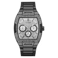 Guess Phoenix Multifunction Crystals Silver Dial Black Steel Strap Watch For Men - GW0094G3