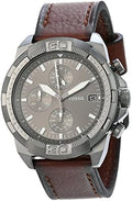Fossil Bronson Chronograph Grey Dial Brown Leather Strap Watch for Men - FS5855