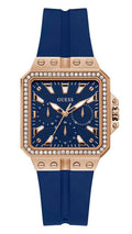 Guess Libra Crystals Blue Dial Blue Silicone Strap Watch For Women - GW0618L2