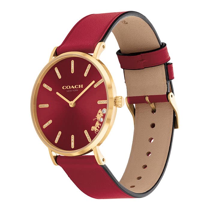 Coach Perry Red Dial Red Leather Strap Watch for Women - 14503852