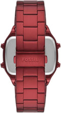 Fossil Retro Analog-Digital Black Dial Red Steel Strap Watch for Men - FS5897