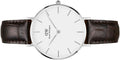 Daniel Wellington Classic Petite York White Dial Black Leather Strap Watch For Women - DW00100188
